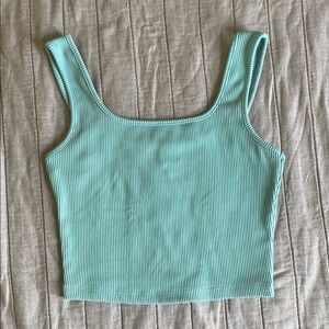 Wild Fable - Mint Blue Ribbed Crop Tank Top